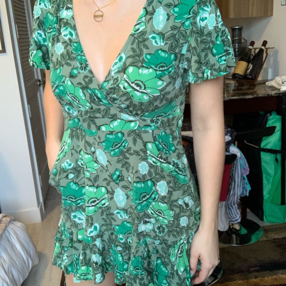 Green floral dress